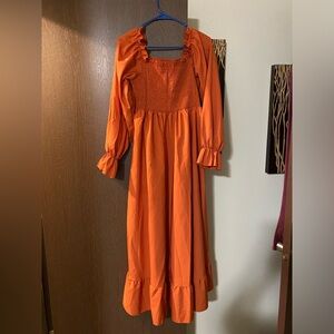 Cottagecore orange dress
